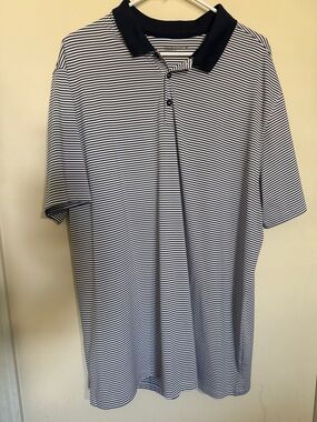 Nike Navy & White Striped Polo Shirt